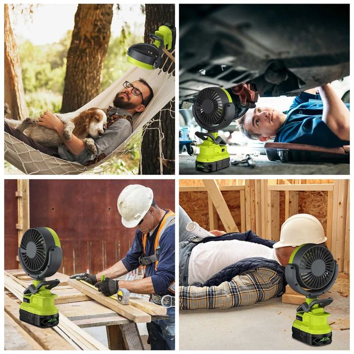 Przenośny Wentylator z Lampą LED Ryobi 18V 2 Prędkości i Tryby Jasność