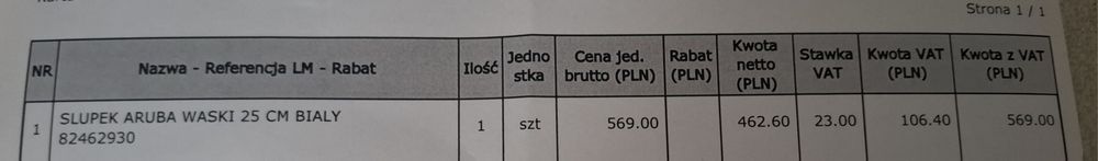 Słupek łazienkowy Aruba