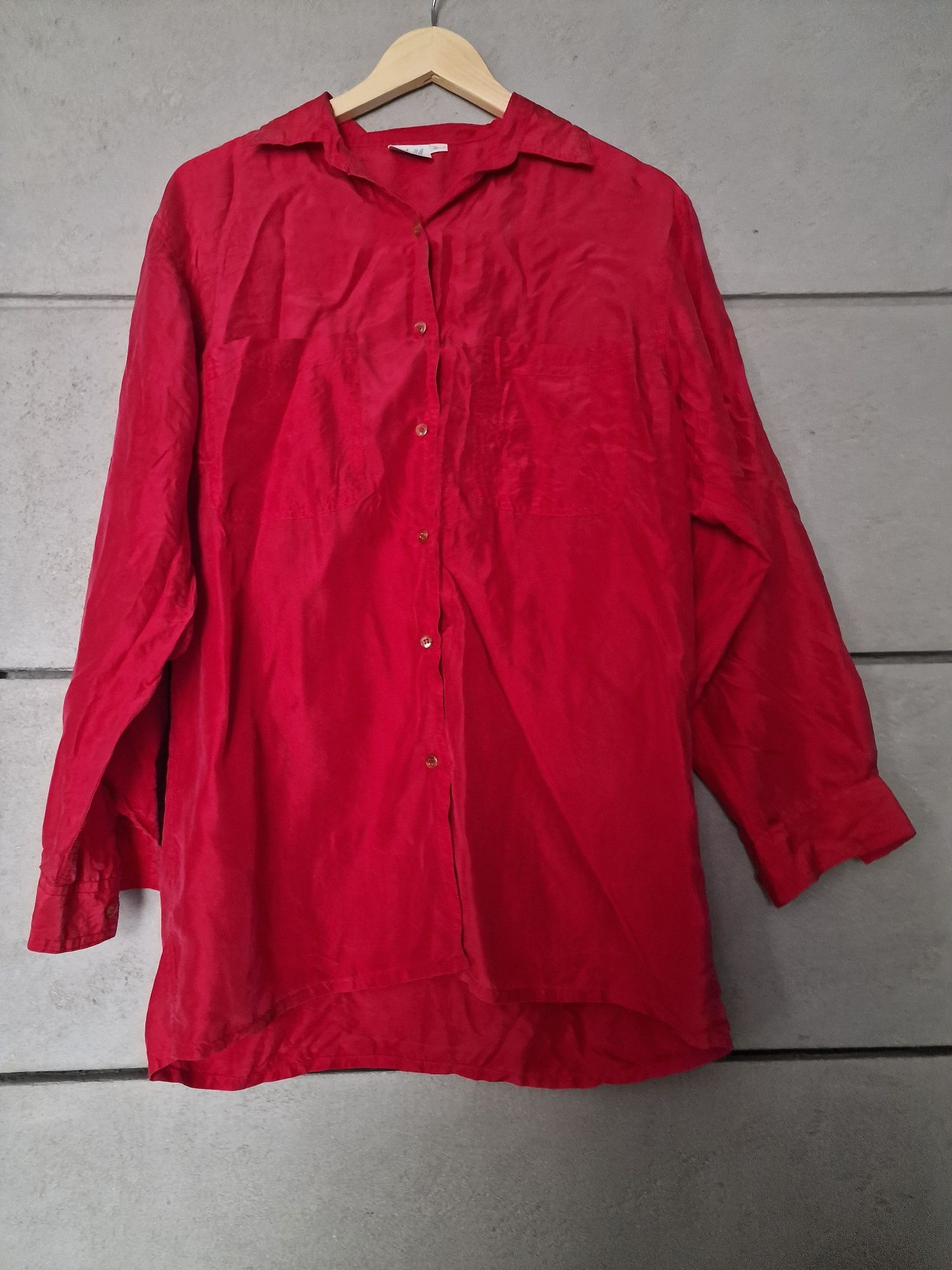 Koszula czerwona bordowa H&M 100% jedwab M L