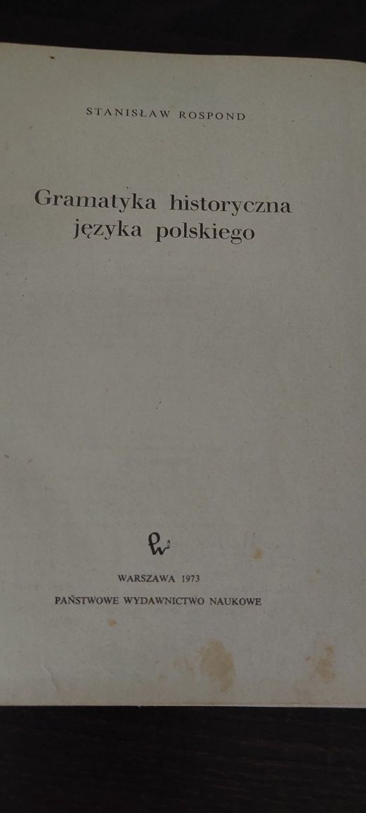 Gramatyka historyczna języka polskiego Rospond
