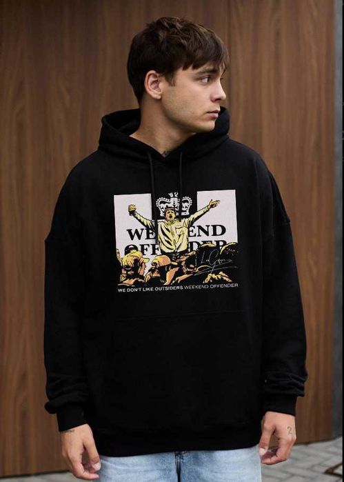 Черное Худи Weekend Offender • Leo Gregory  • Чорне Худі WK • ХС-ХЛ
