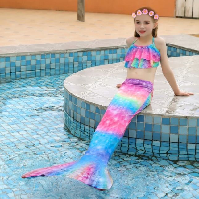Stroj kąpielowy SYRENI ogon tęczowy 130 cm