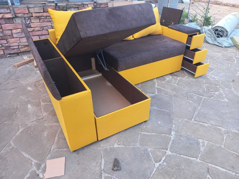 Угловой диван Денвер желто -коричневый