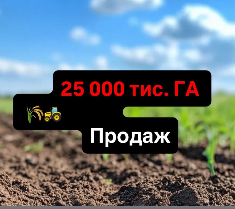 Продаж! Аграрної землі 25 000 тисяч ГА, Приватна власнітсь