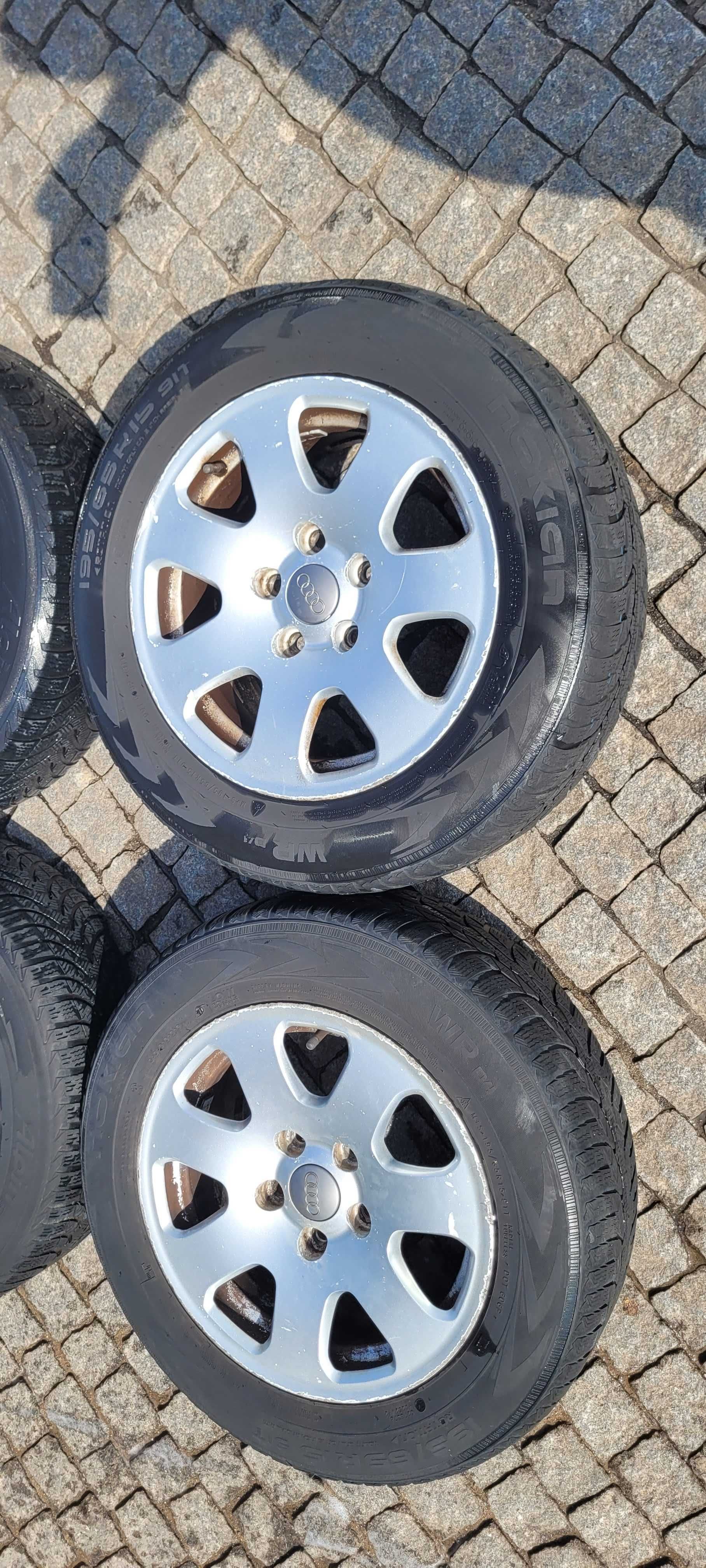 4 Jantes ORIGINAIS AUDI R15" 5x112 Et39 com Pneus a meio piso195/65/15