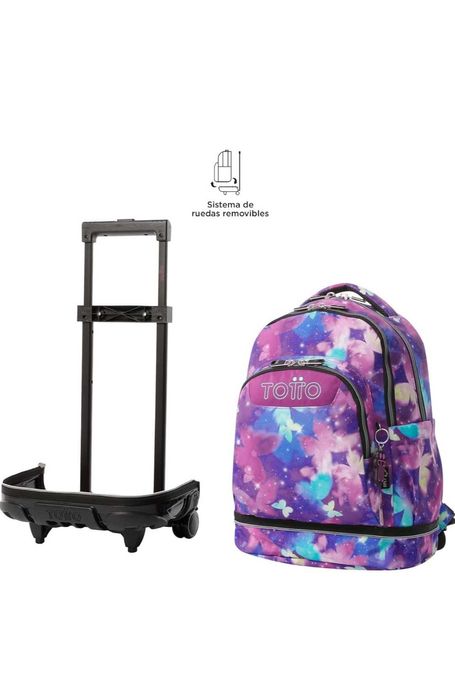 Mochila Totto com rodas removíveis. Estampado Star Butterfly