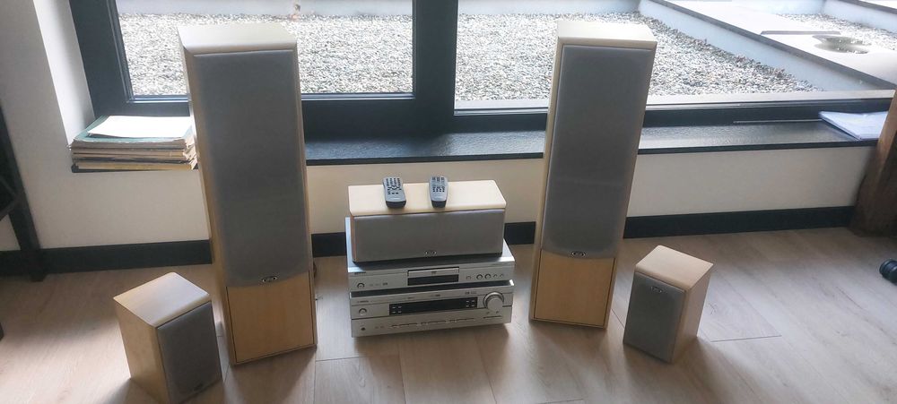 Amplituner YAMAHA HTR 5630 RDS+ DVD S540 + 5 głośników+2 piloty