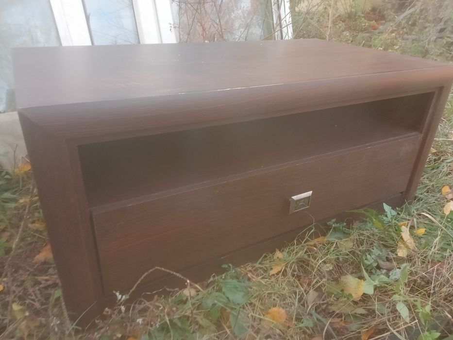 Komoda brązowa meble do salonu witryna stolik ciemny brąz