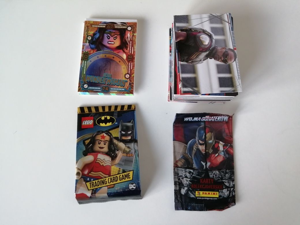 Karty Lego Wonder Woman i Panini Kapitan Ameryka Civil War Marvel