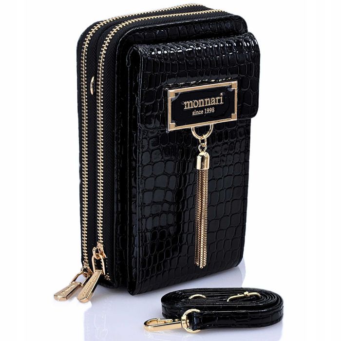 Torebka Damska Listonoszka MONNARI Skóra Eko Torebko-Portfel Na Ramię
