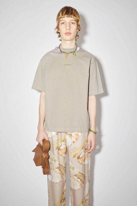 Футболка Acne Studios Logo cotton jersey T-shirt Oyster Grey