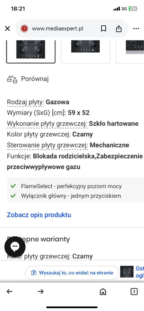 Płyta gazowa  grzewcza ze szkłem hartowanym