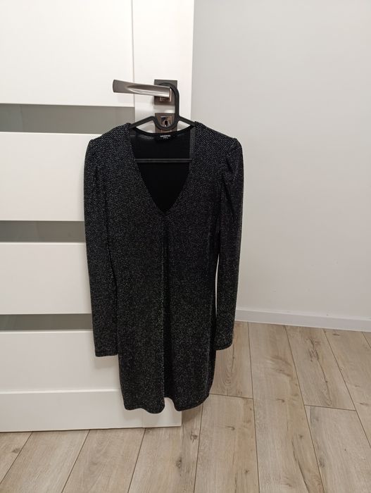 Sukienka damska mini szara brokatowa sylwestrowa Reserved S