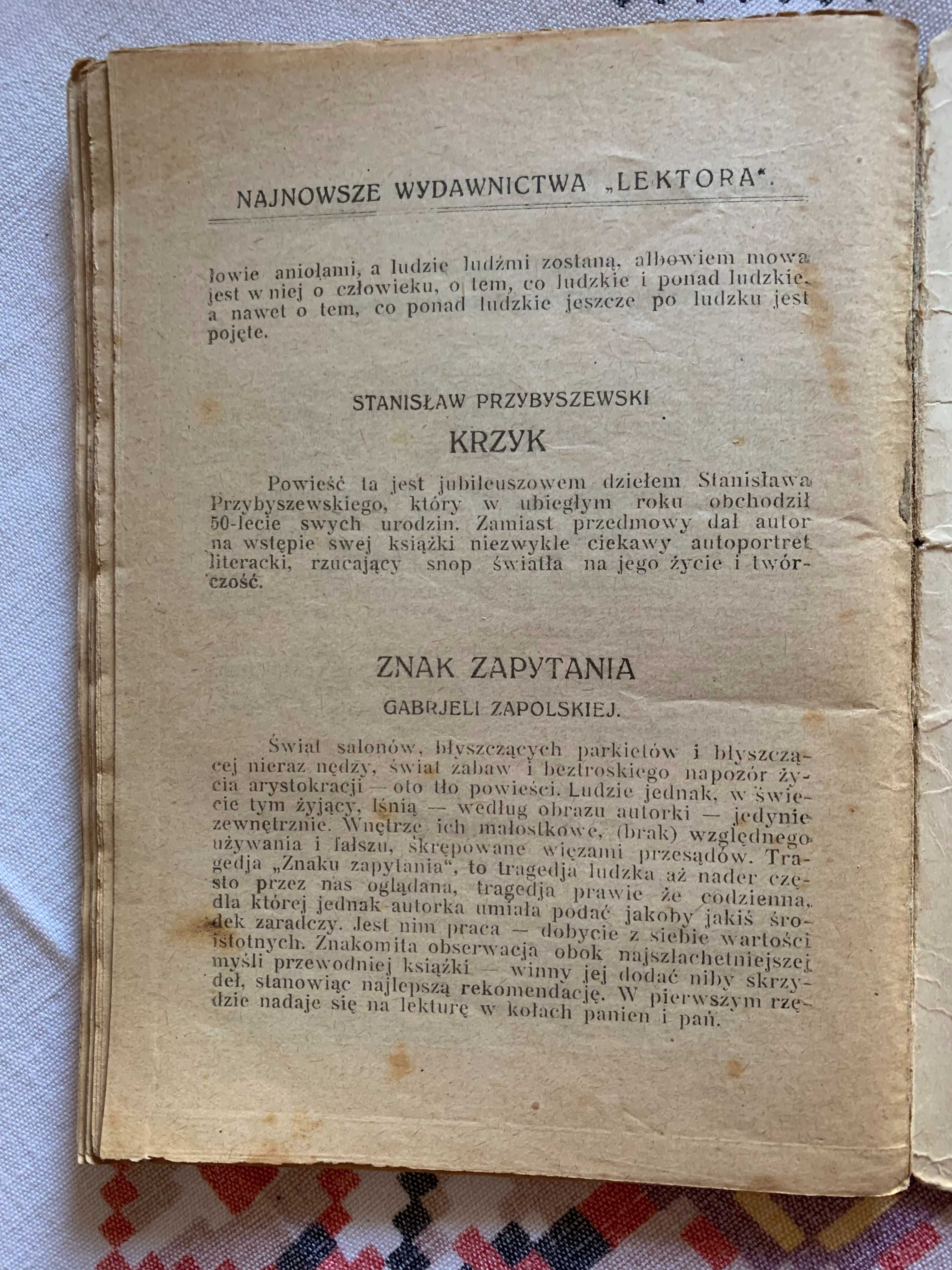 De profundis Stanisław Przybyszewski Lektor 1923 Lwów