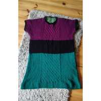 Kolorowy sweterek / a'la kamizelka zrobiony na drutach