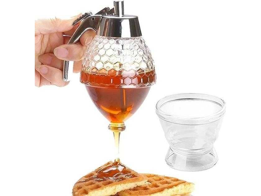 Прозора акрилова банка диспенсер для меду та соусів Honey Dispenser