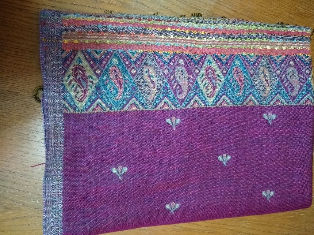 Szal 182x68 wełna z bawełną