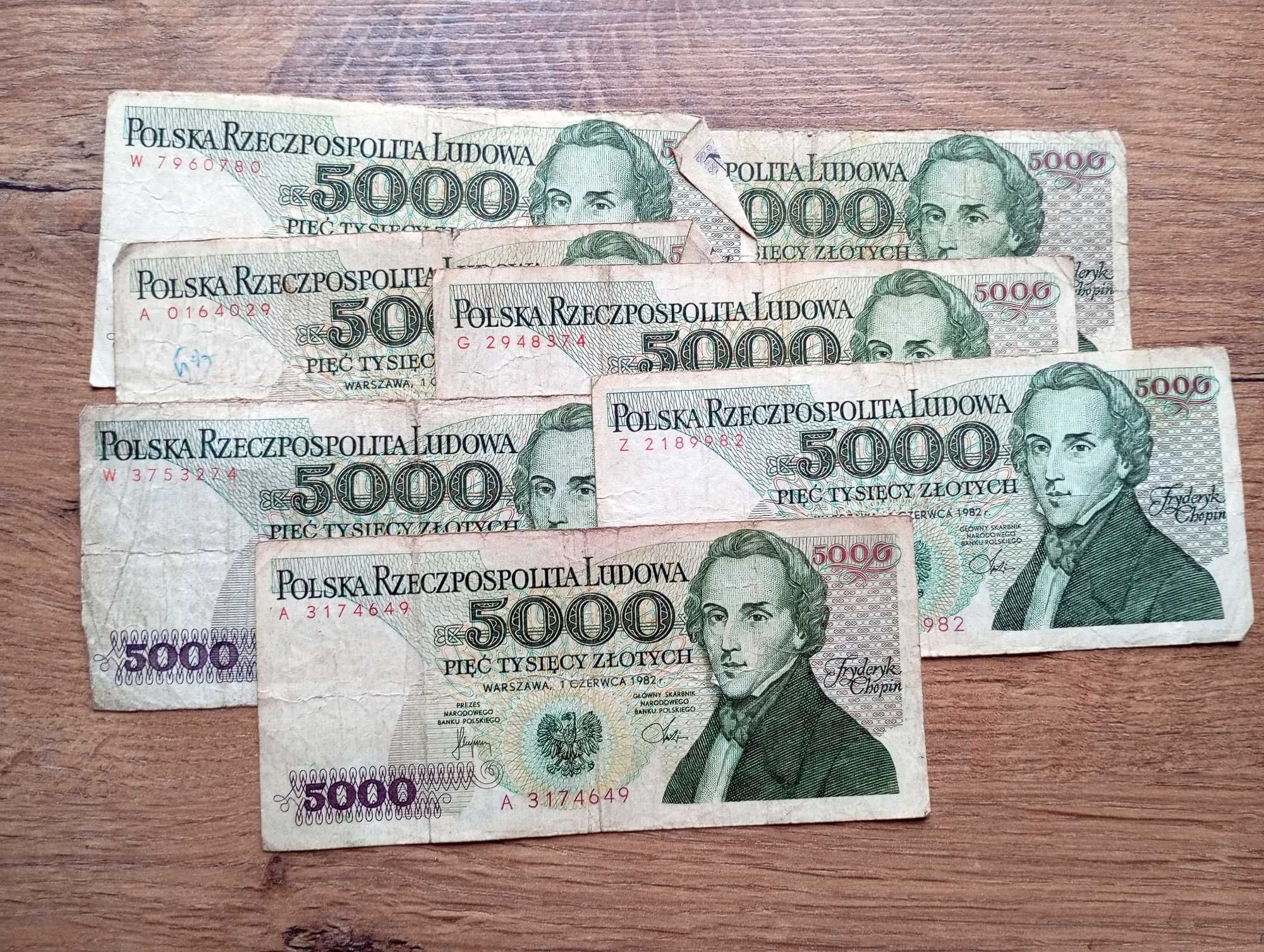 5000 zł 1982 serie jednolitrowe