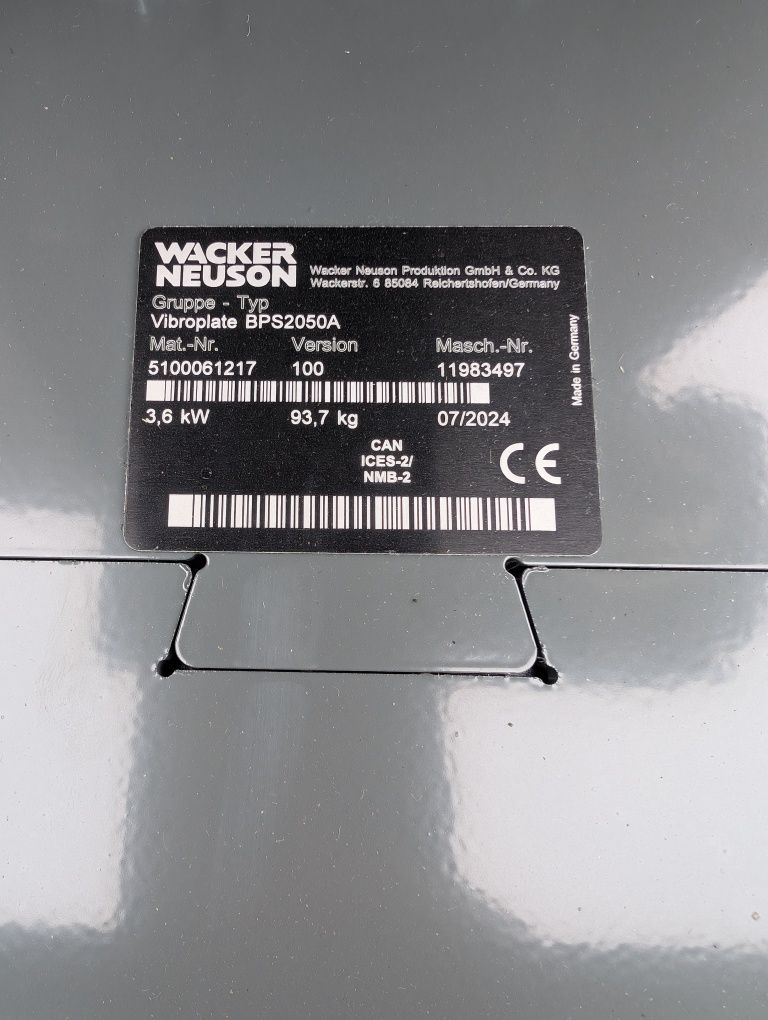 Zageszczarka Wacker Neuson BPS 2050 A 94kg  Nowa gwarancja Dostępna
