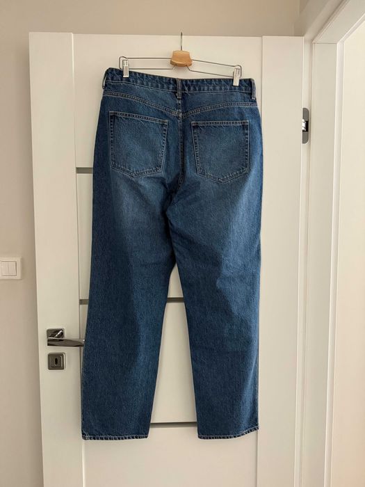 Jeansy straight leg high waist H&M 44 denim