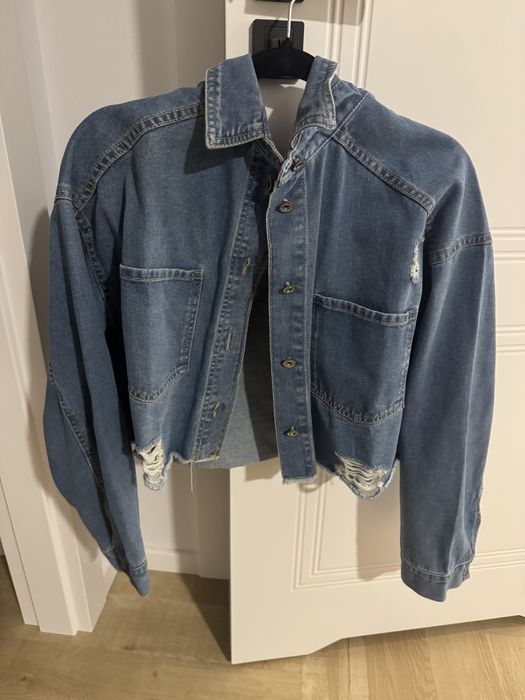 Kurtka jeansowa boohoo 42 XL przetarcia