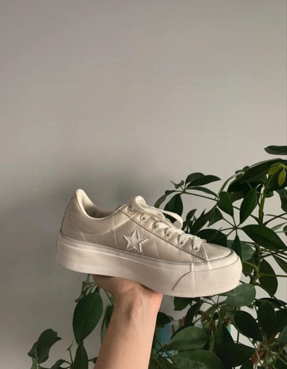Converse tenisówki all star na platformie białe srebrne sneakersy