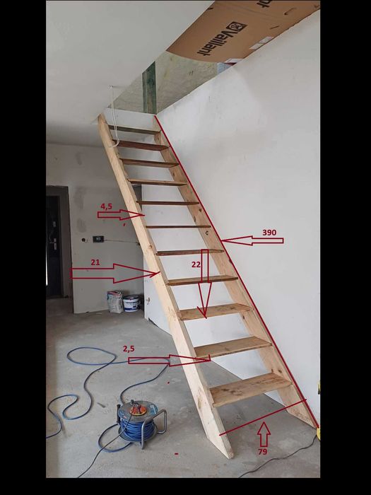 Schody drewniane, tymczasowe, budowlane, mocne