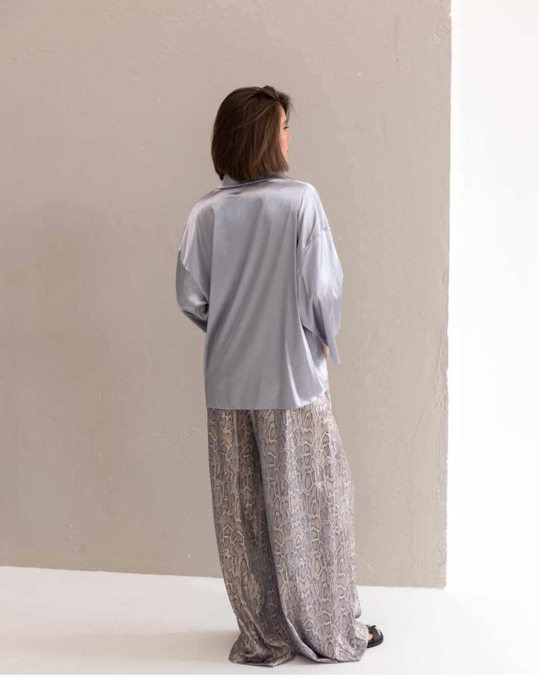 Жіночий костюм oversize шовк віскоза сорочка брюки
