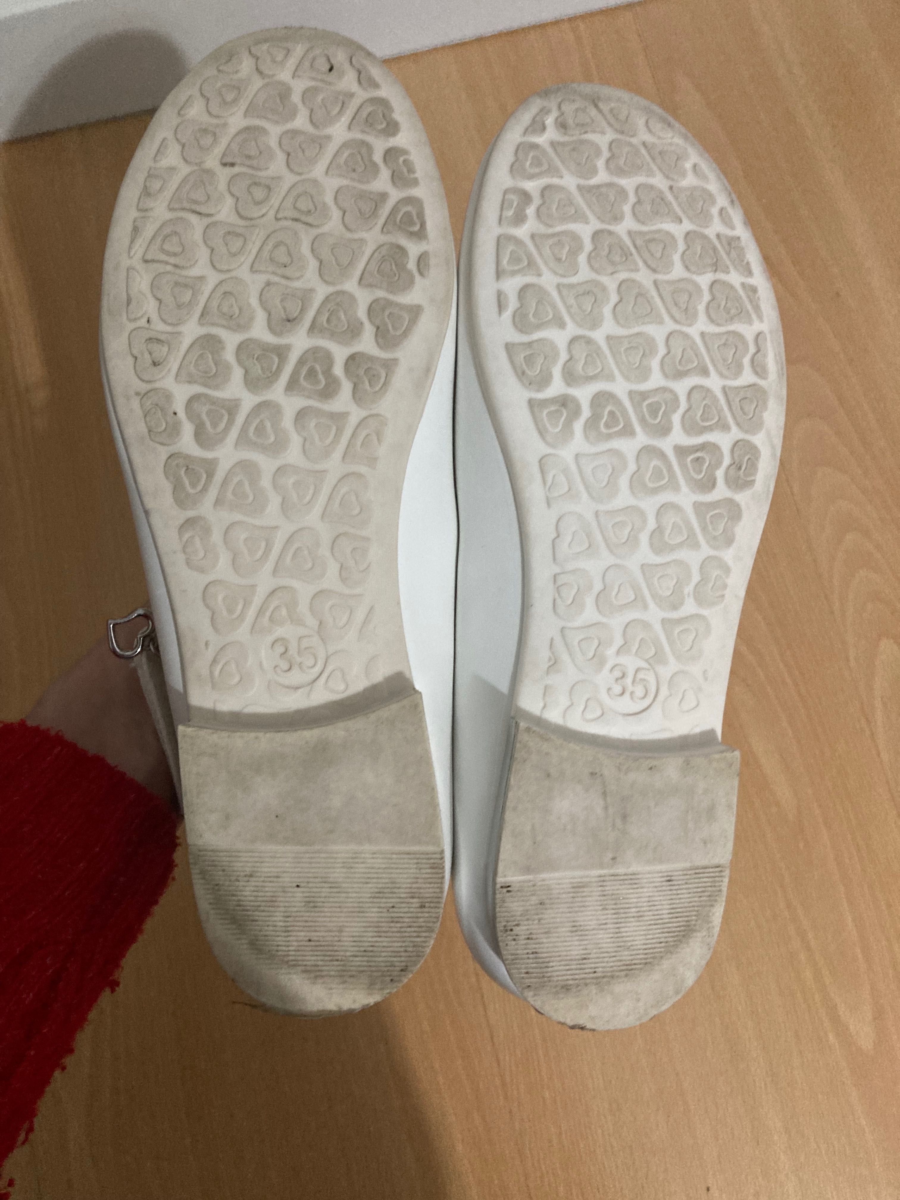 Buty białe, lakierki, komunia, baleriny