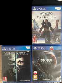 PS5 Gry Assasins Creed Valhalla, Dishonored 2, Mass Effect Andromeda