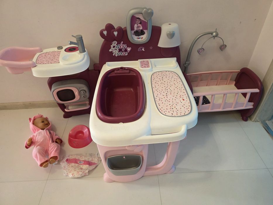 Kącik opiekunki smoby baby born różowy zestaw dla dziewczynki zabawki