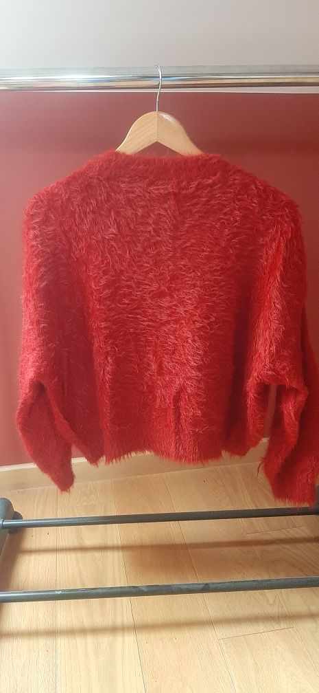 Czerwony sweter włochaty, H&M