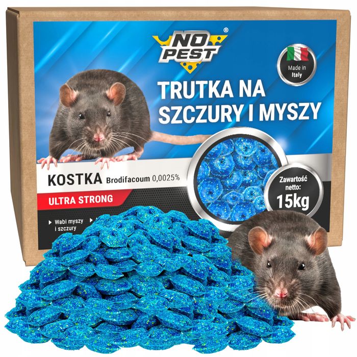 Trucizna, kostka brodifakum. Trutka na szczury i myszy No Pest® 15kg