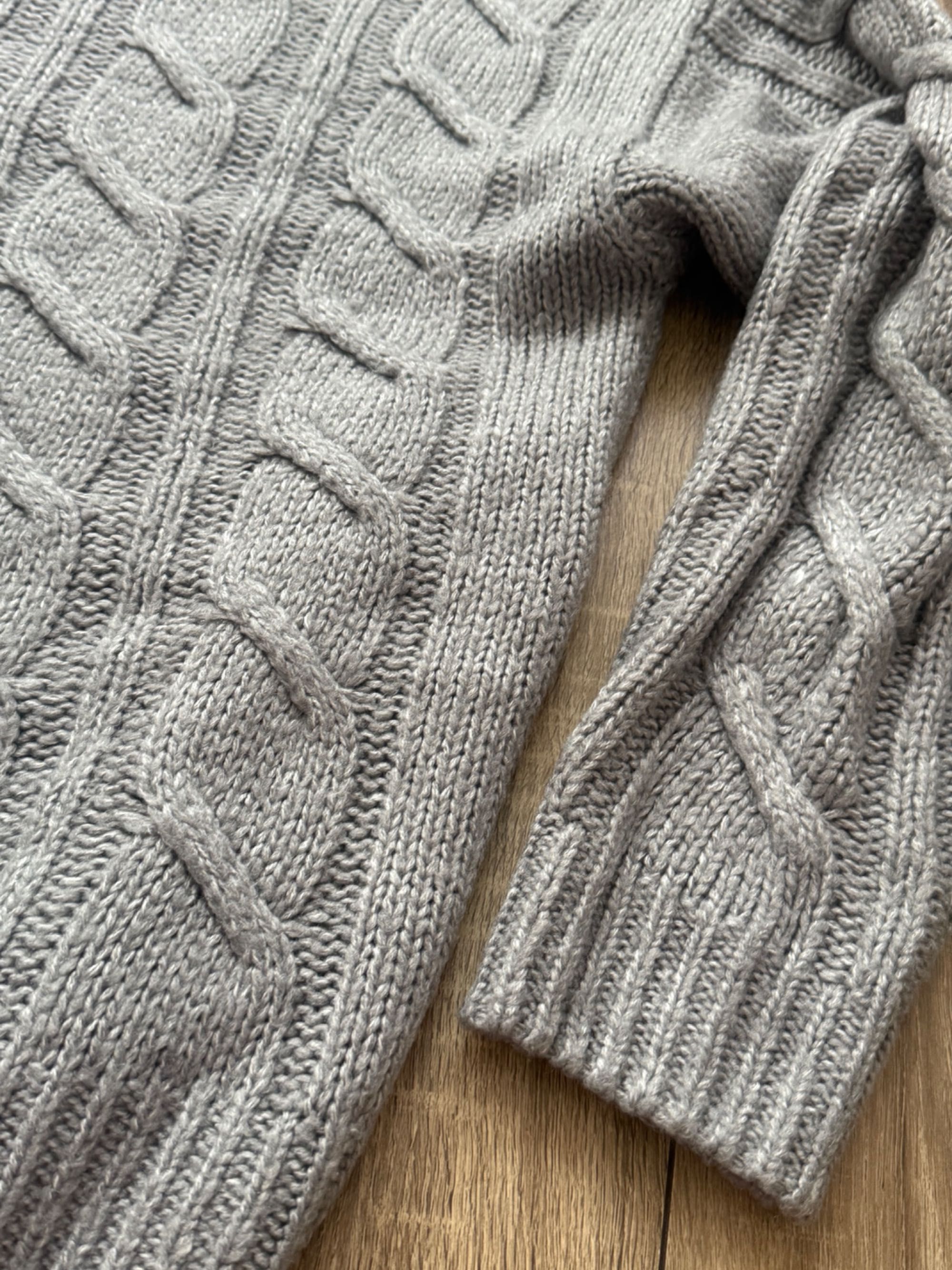 Sweter półgolf Calliope, rozmiar L, gruby warkocz, szary