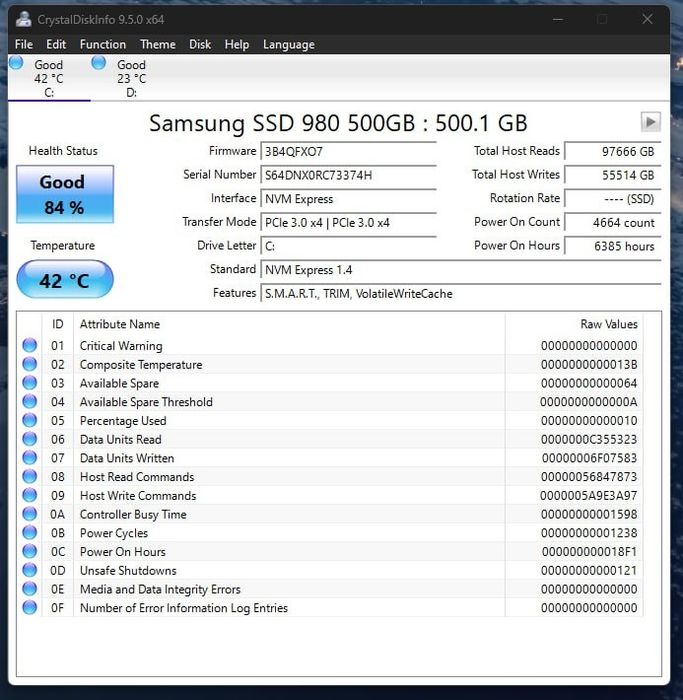 SSD Samsung 980 NVMe M2 500 GB