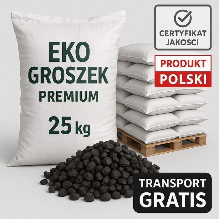 Groszek Premium, Wysoko Kaloryczny, Workowany, (eko-groszek,węgiel)