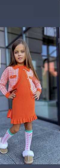костюм на девочку  , платье с кардинаном. 110-116
