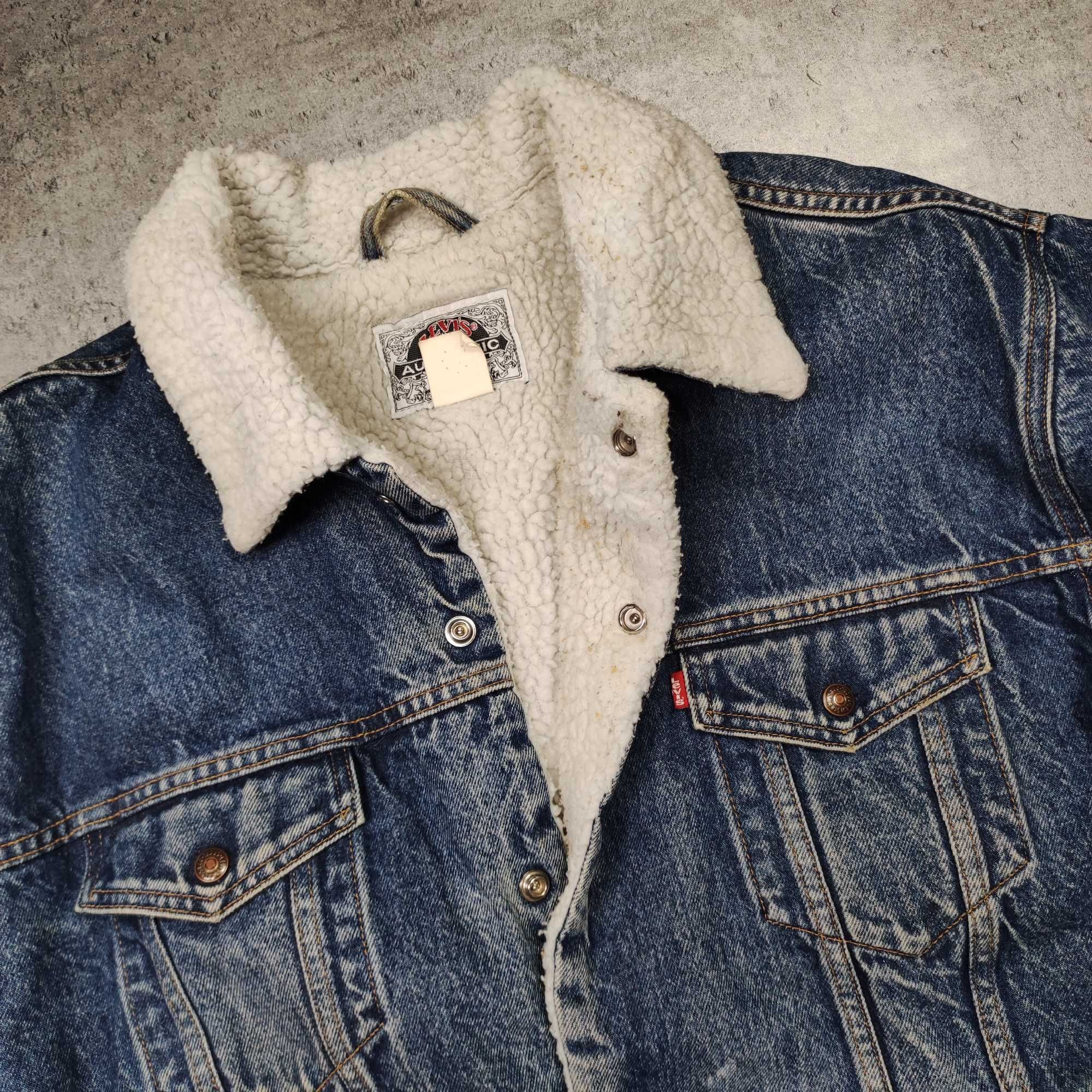 MĘSKA Vintage Unikatowa Kurtka Levis z Lat 90s Jeansowa Misio Sherpa