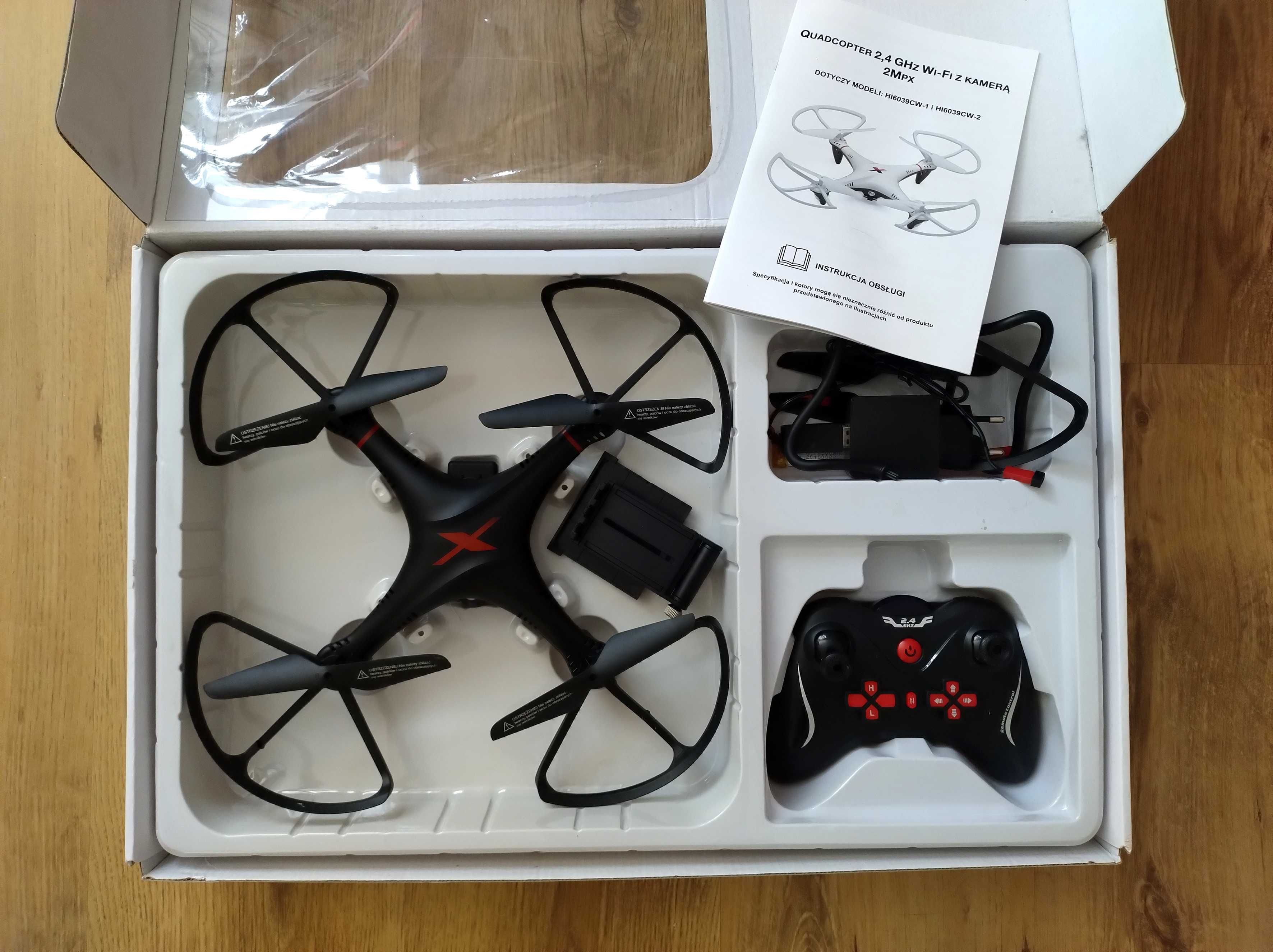 Dron QUADCOPTER z kamerą 2 Mpx 2,4 GHz Wi-Fi - USZKODZONY