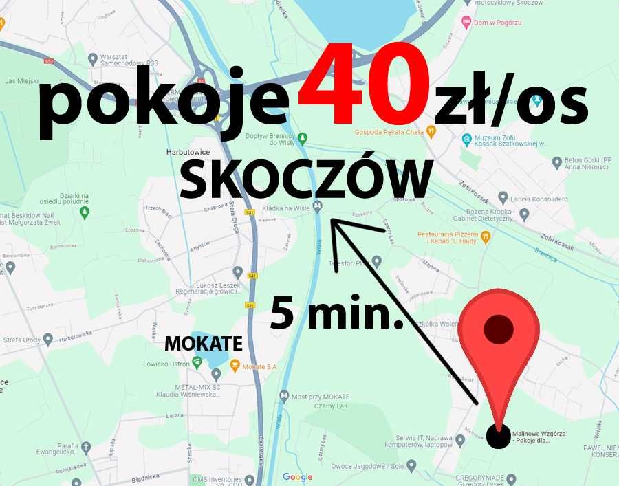 SKOCZÓW > NAJLEPSZE Pokoje dla pracowników > 5 min.  Skoczów i Ustroń