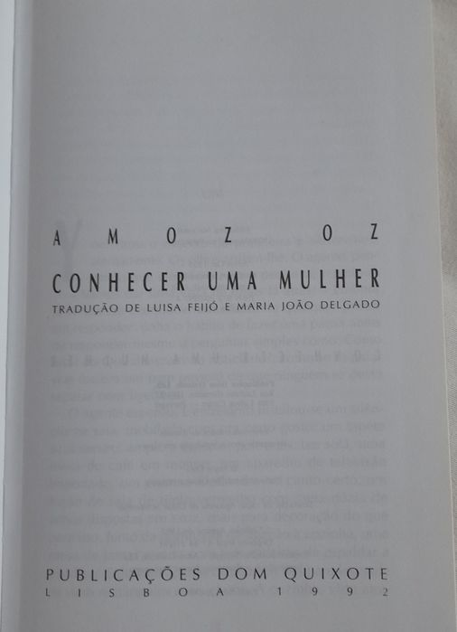 Conhecer uma mulher - Amos Oz / 1992