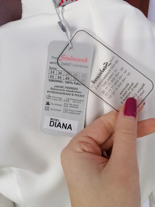 Nowe biały żakiet narzutka bolerko damskie diana 38
