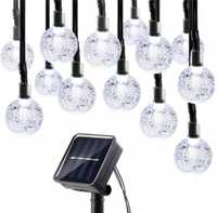 Girlanda lampki solarne 50 LED 9,5M kule zimna zawieszki ogrodowe