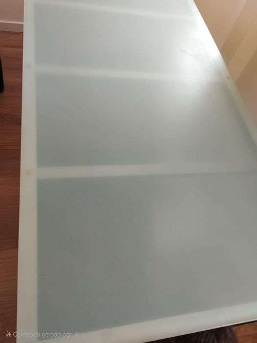 Mesa inox e vidro fosco