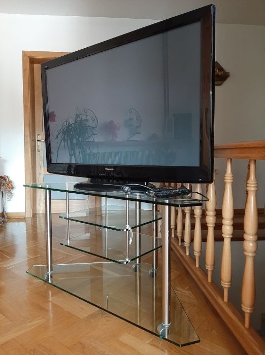 Stolik pod telewizor szklany 120x60 rogowy solidny