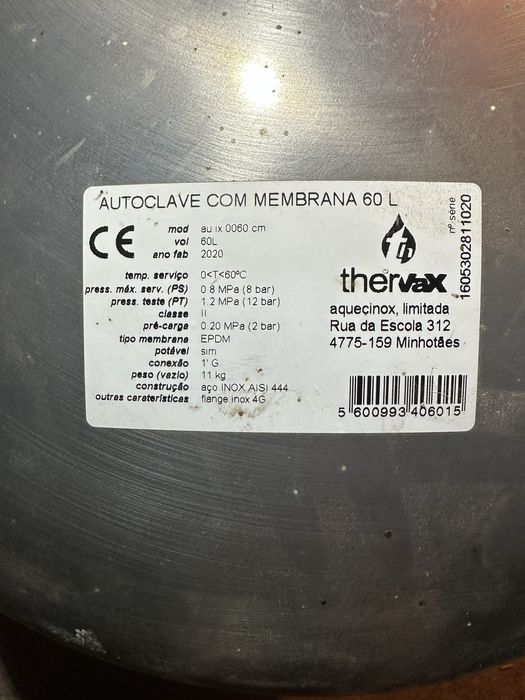 Autoclave c/ membrana 60lts