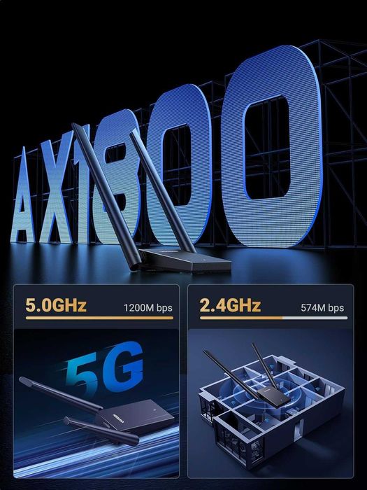 UGREEN AX1800 Adapter WiFi do komputera stacjonarnego, karta sieciowa