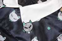 sukienka kotki koty niebieska 36 s yoshe kot pies kołnierzyk