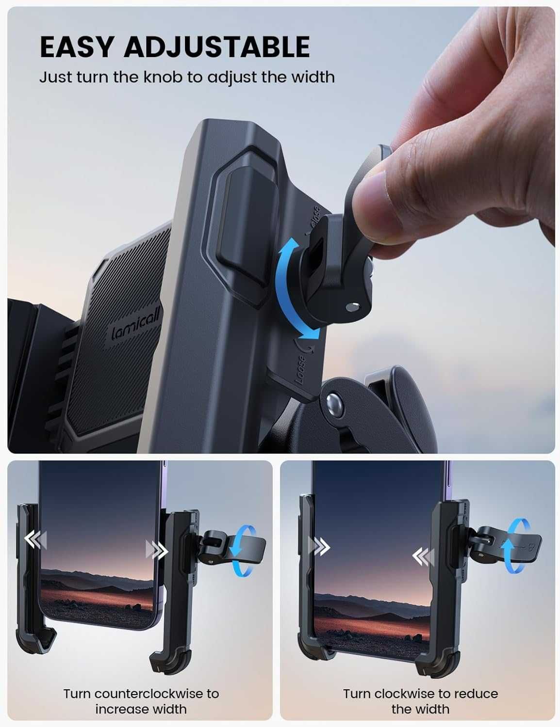 Lamicall BP09 Uchwyt rowerowy na telefon 4,7-7" iPhone Samsung Xiaomi