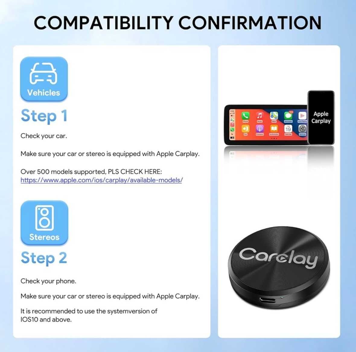 Bezprzewodowy adapter CarPlay 5GHz WiFi BT SIRI